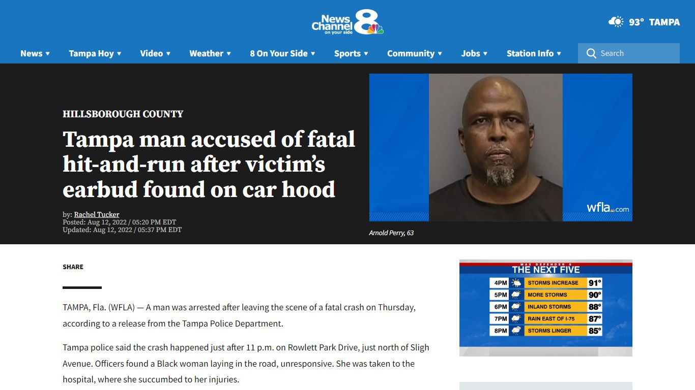 Tampa man accused of fatal hit-and-run after victim’s earbud found on ...